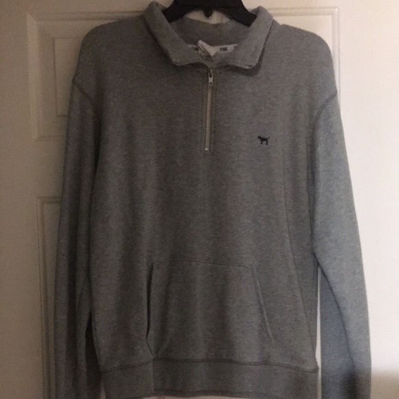 VS PINK grey/leopard print 3/4 pullover - Picture 1 of 2